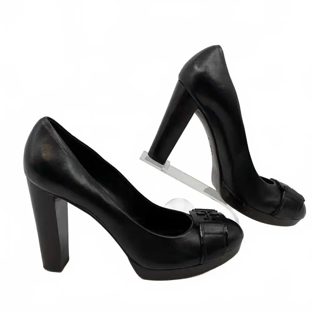 Tory Burch Black Leather Block Heels | Women’s Size 8